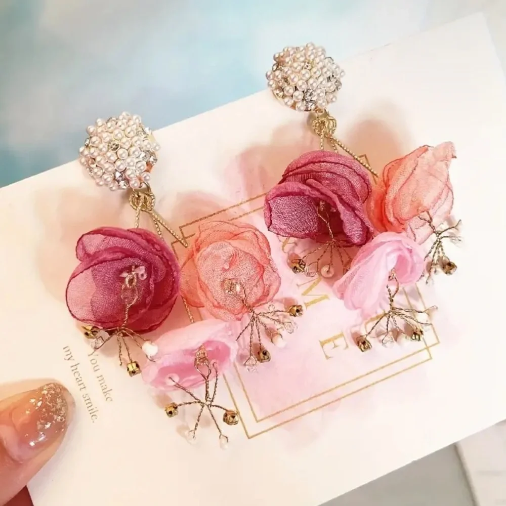✨Anthropologie Eveline Pink Floral Earrings